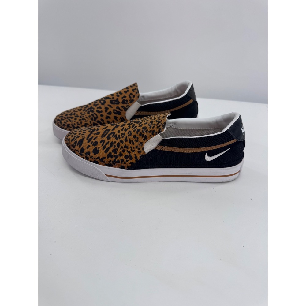 Nike Court Legacy Slip On Womens Shoes Leopard Print & Black Sneakers Size 9 - Picture 2 of 9